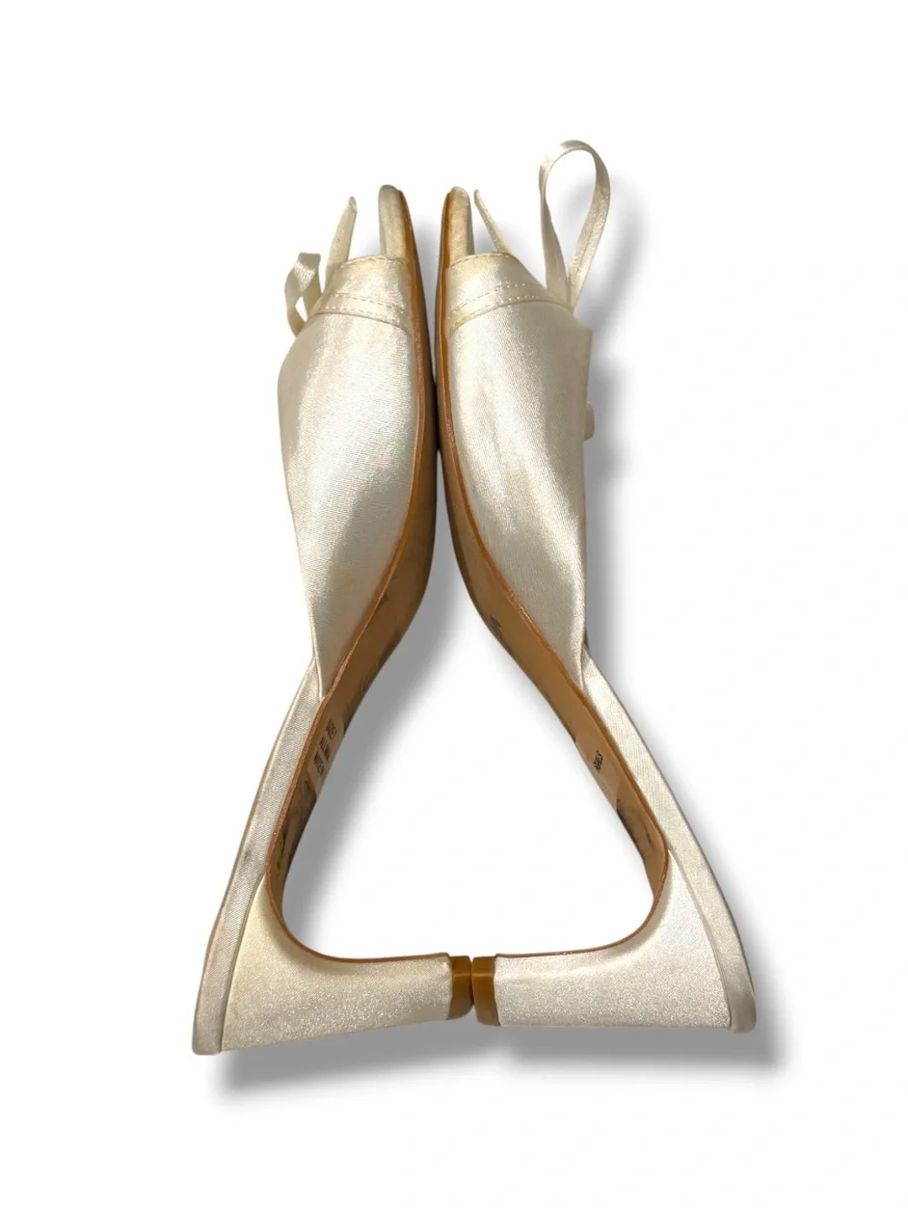Lulu's Ivory Satin Bow Mule Heels